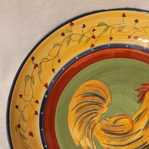 222 Fifth Rooster  Large Serving Bowl approx 13" X 3'" - Picture 2 of 9